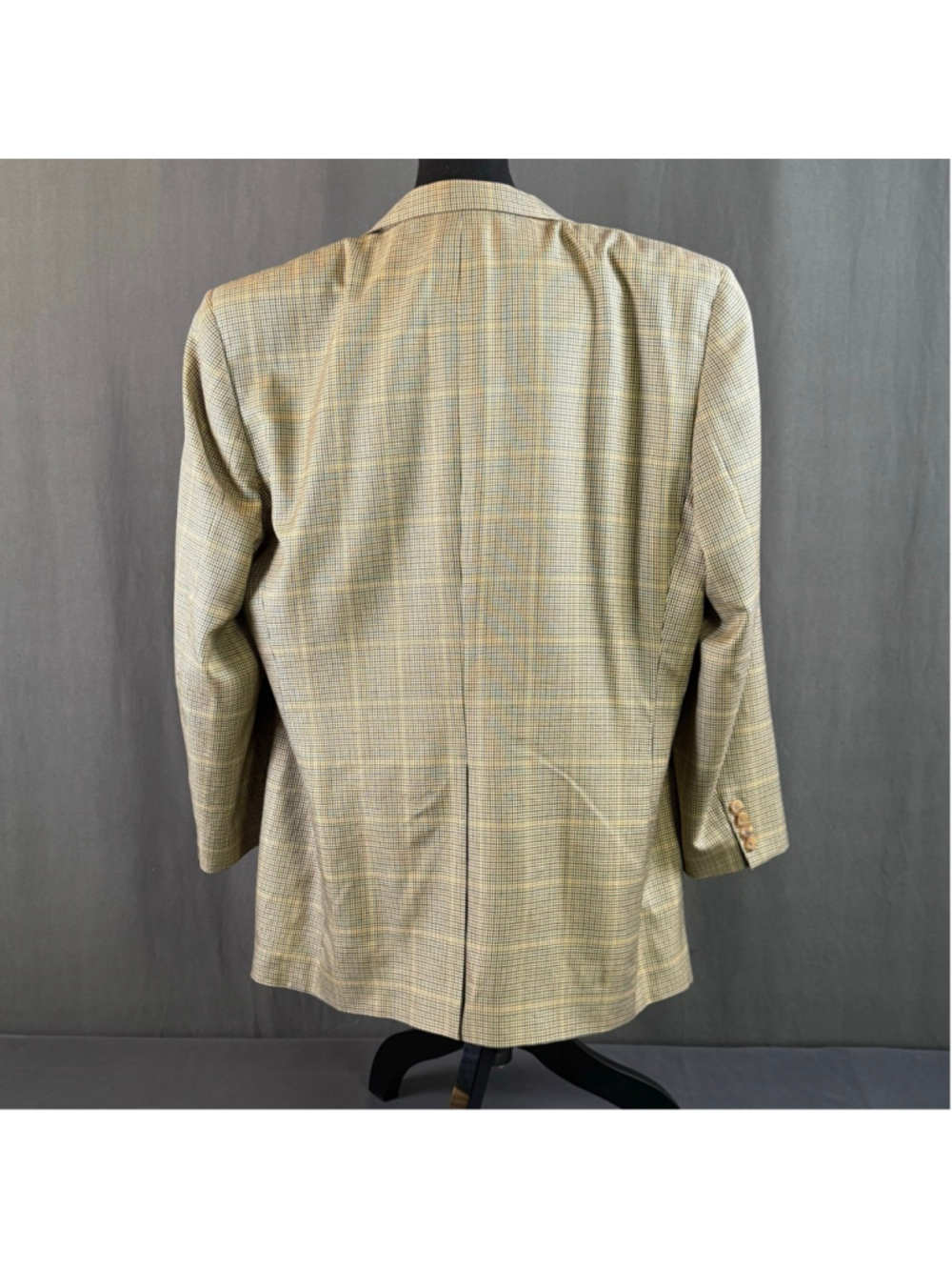 Holt Renfrew Samuelsohn Blazer Men 48R Silk Wool Micro Check Quiet Luxury Beige - Picture 4 of 16